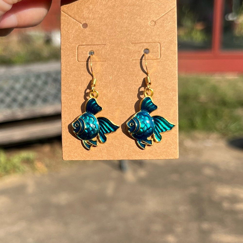 Blue Goldfish Earrings